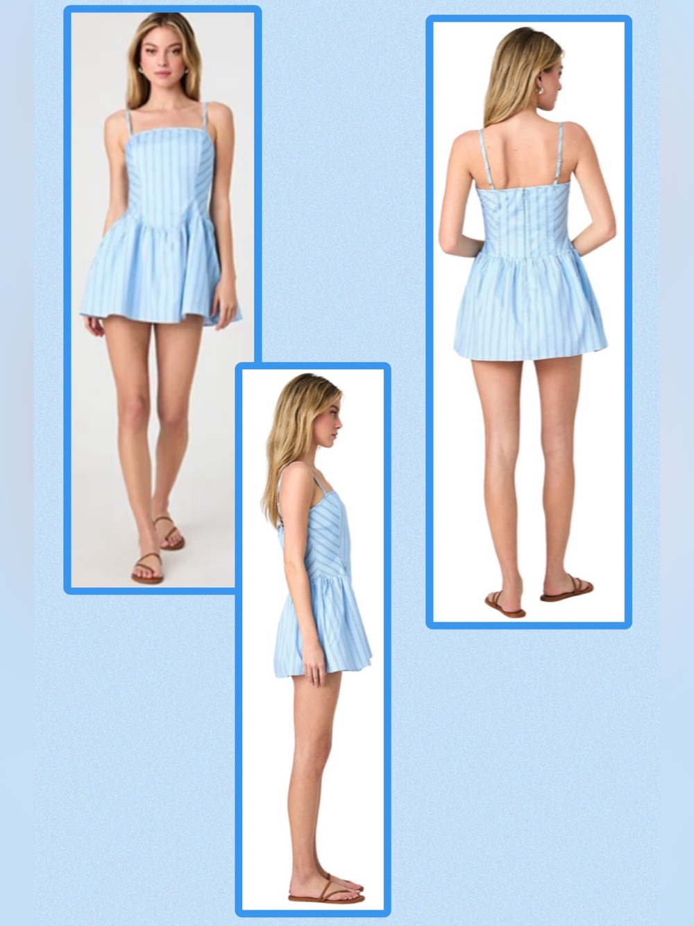 NWT French Connection Alexis Lorenzo Ballerina Fit/Flare Minidress Blue Large - Picture 3 of 16